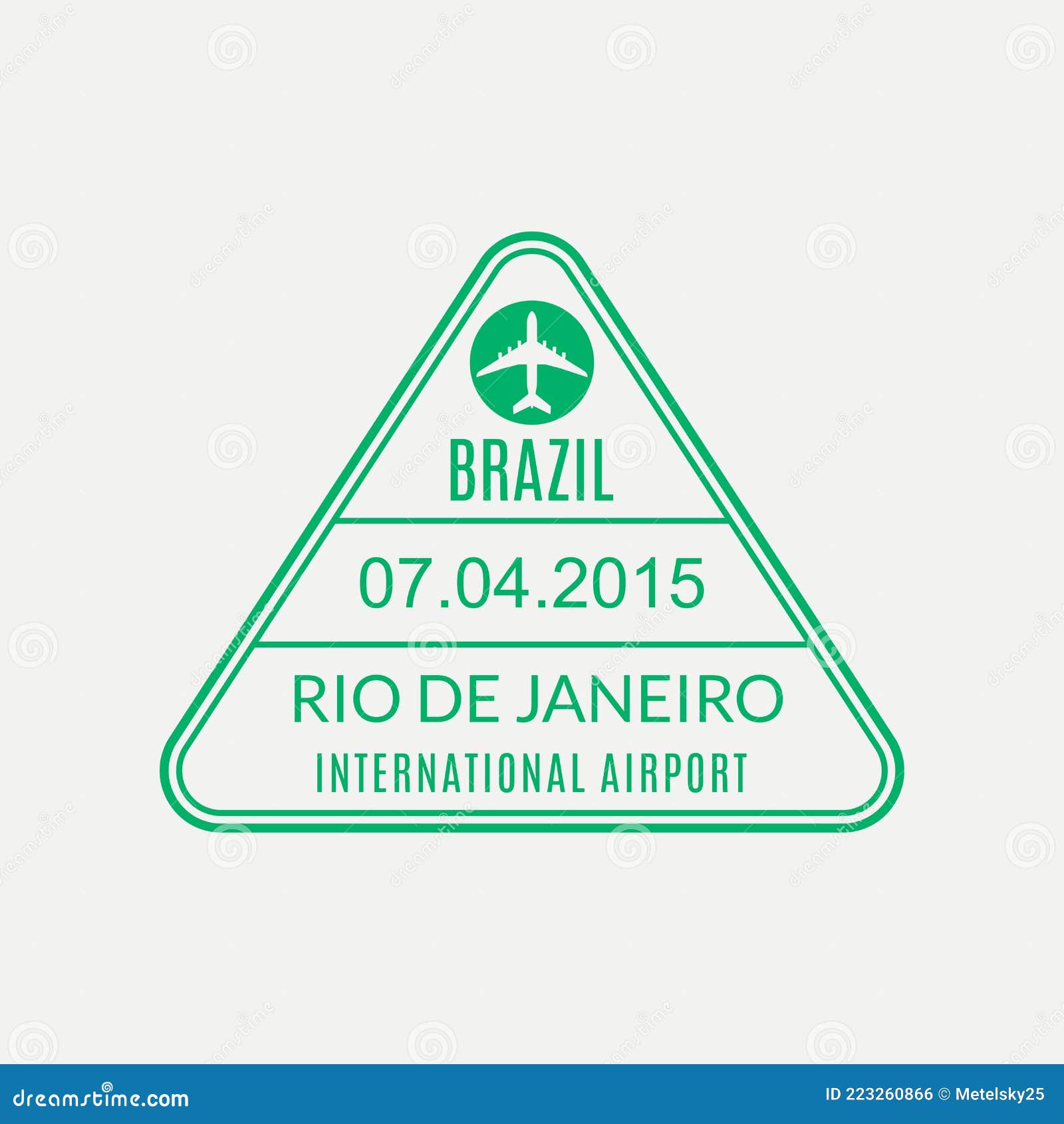 rio de janeiro passport stamp. brazil airport visa stamp or immigration sign. custom control cachet.  .